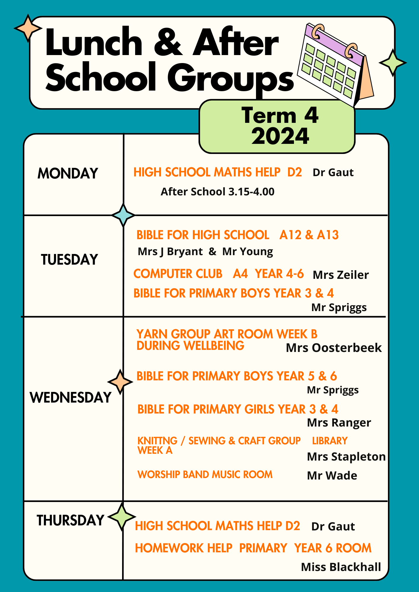 Lunchtime After school groups 1 2