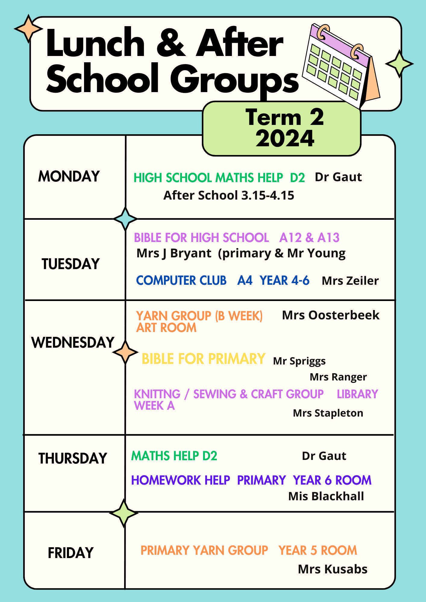 Lunchtime After school groups 1